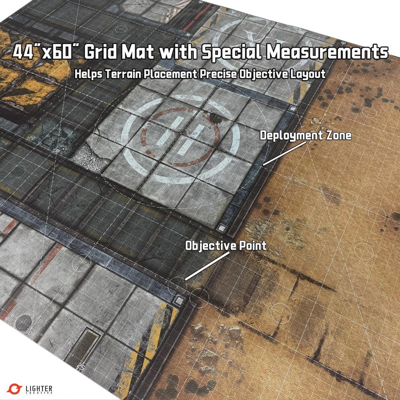 Lighter Creative Store 44'' x 60'' Battle Mat Gridded War-Gaming Mat for WH40K Pariah Nexus Deployment Zone - Made of Synthetic Leather, 1.1mm Thickness (Adamant Bastion: Sector XI) - Image 2